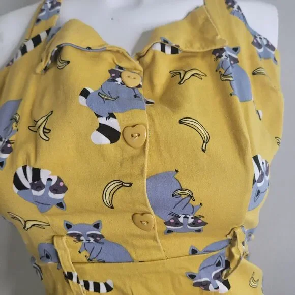 Kimberly Ravenous Raccoons size 4  XS Swing Dress by Collectif sheath open zip - Picture 6 of 14